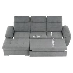 Canapea de colt extensibila Mobhaus Evangelin Left (Gray) Thumb