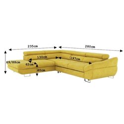Canapea de colt extensibila Mobhaus Fabia Left (Mustard) Thumb