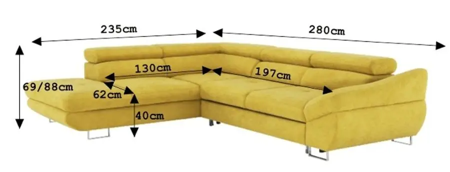 Canapea de colt extensibila Mobhaus Fabia Left (Mustard) - 2