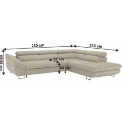 Canapea de colt extensibila Mobhaus Fabia Right (Gray-Beige) Thumb