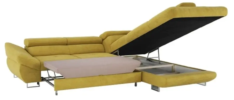 Canapea de colt extensibila Mobhaus Fabia Right (Mustard) - 3