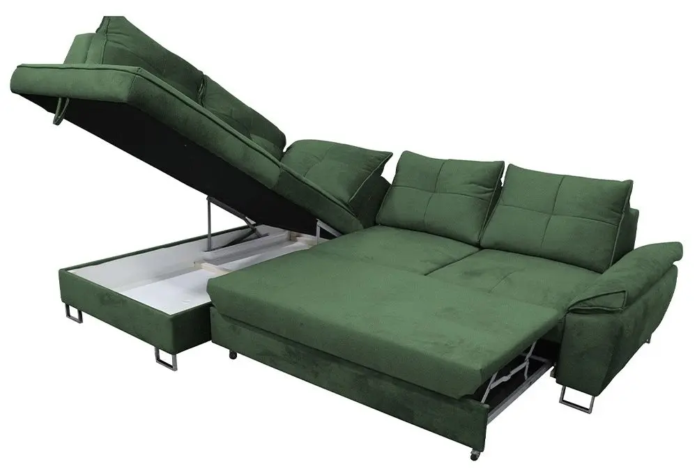Canapea de colt extensibila Mobhaus Felda Left (Emerald) - 2