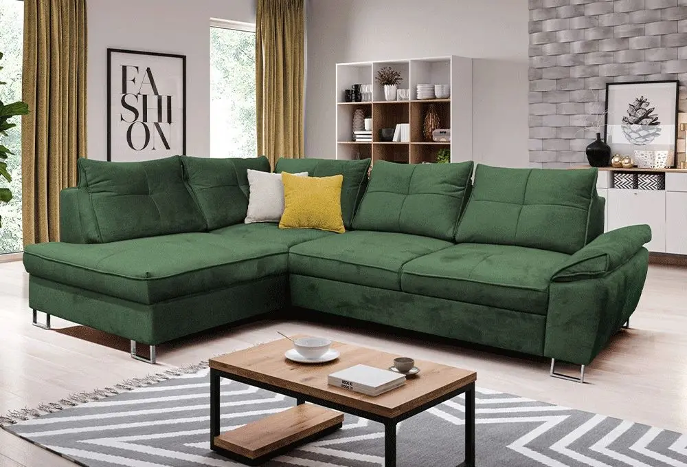 Canapea de colt extensibila Mobhaus Felda Left (Emerald) - 3