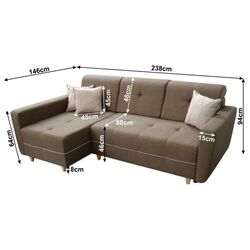 Диван угловой раскладной Mobhaus Hakan Left (Brown/Light Brown) Thumb