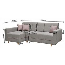 Диван угловой раскладной Mobhaus Hakan Left (Gray/Powdery Pink) Thumb