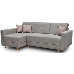 Canapea de colt extensibila Mobhaus Hakan Left (Gray/Powdery Pink)