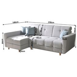 Canapea de colt extensibila Mobhaus Hakan Left (Light Gray/Menthol) Thumb