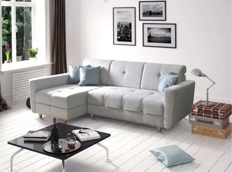 Canapea de colt extensibila Mobhaus Hakan Left (Light Gray/Menthol) - 3