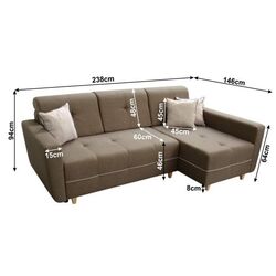 Canapea de colt extensibila Mobhaus Hakan Right (Brown/Light Brown) Thumb