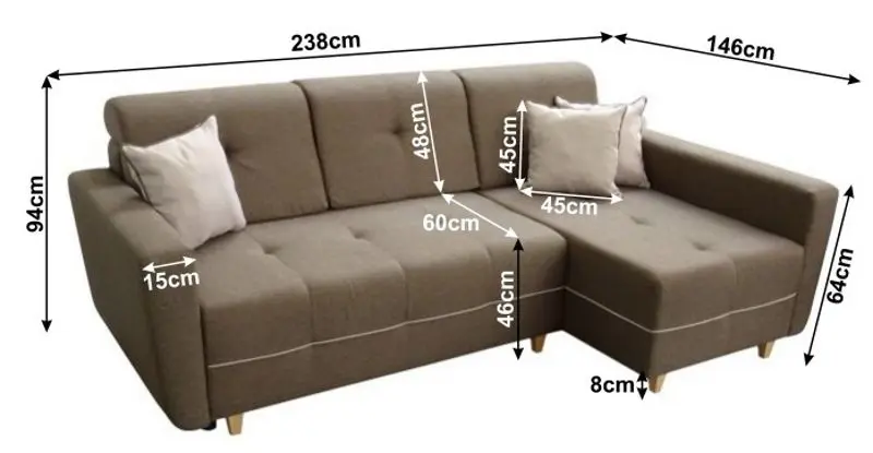 Canapea de colt extensibila Mobhaus Hakan Right (Brown/Light Brown) - 3