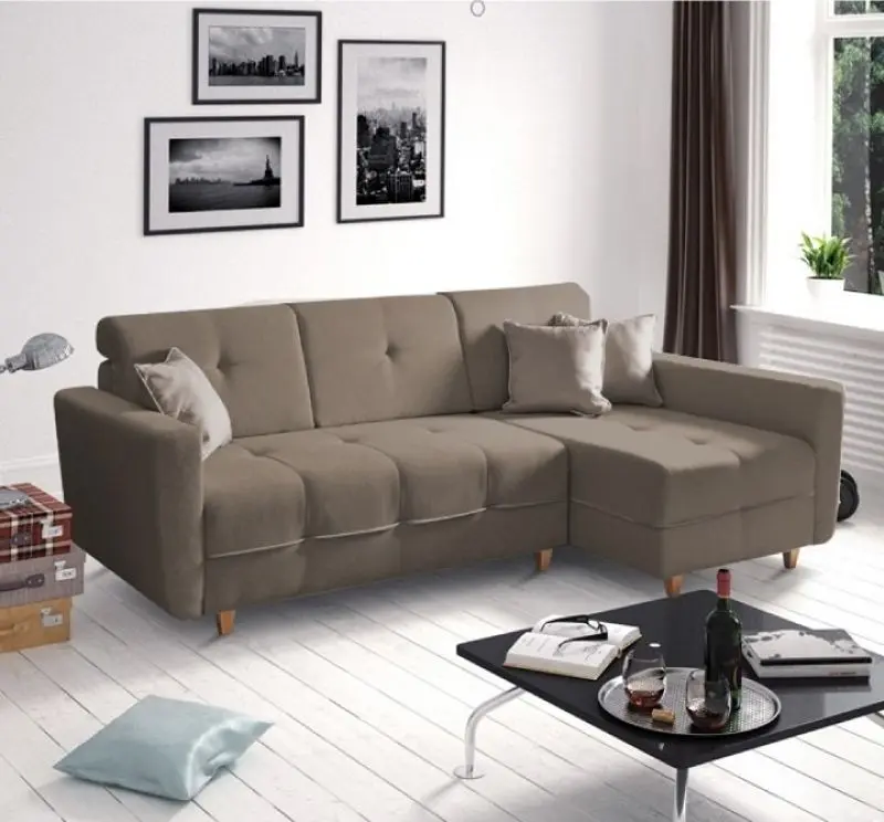 Canapea de colt extensibila Mobhaus Hakan Right (Brown/Light Brown) - 2