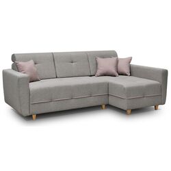 Canapea de colt extensibila Mobhaus Hakan Right (Gray/Powdery Pink)