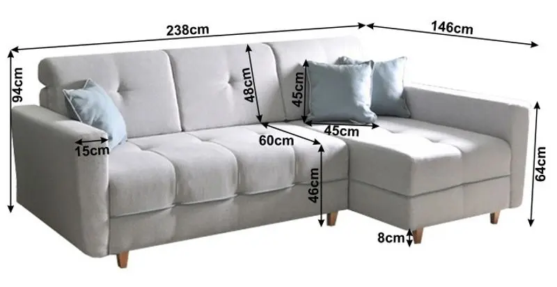Диван угловой раскладной Mobhaus Hakan Right (Light Gray/Menthol) - 4