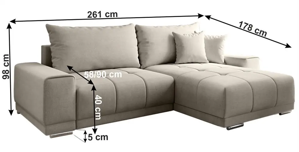 Canapea de colt extensibila Mobhaus Kevan (Taupe)