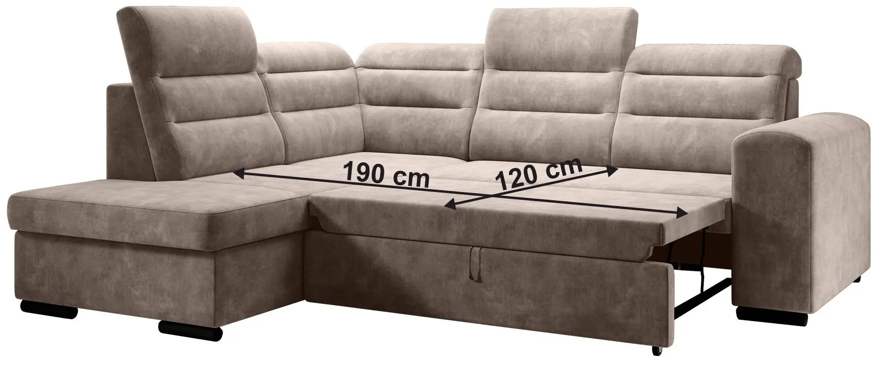 Canapea de colt extensibila Mobhaus Kloudy Roh Left (Taupe) - 5