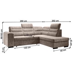 Canapea de colt extensibila Mobhaus Kloudy Roh Right (Taupe) Thumb