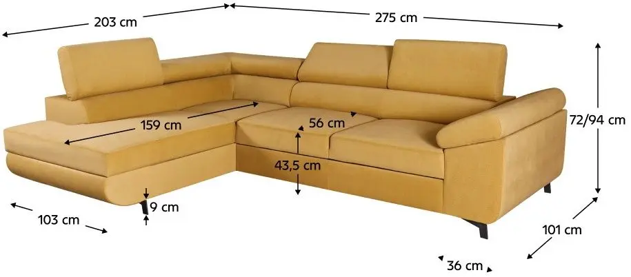 Диван угловой раскладной Mobhaus Kosmo Roh Left (Mustard) - 2