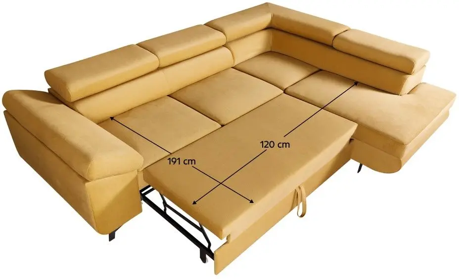 Canapea de colt extensibila Mobhaus Kosmo Roh Right (Mustard) - 3