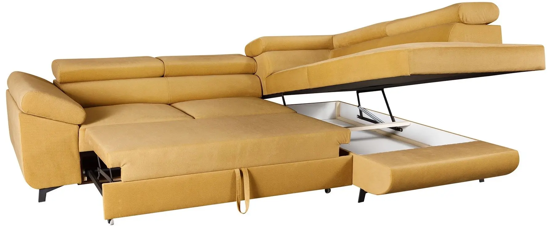 Canapea de colt extensibila Mobhaus Kosmo Roh Right (Mustard) - 5