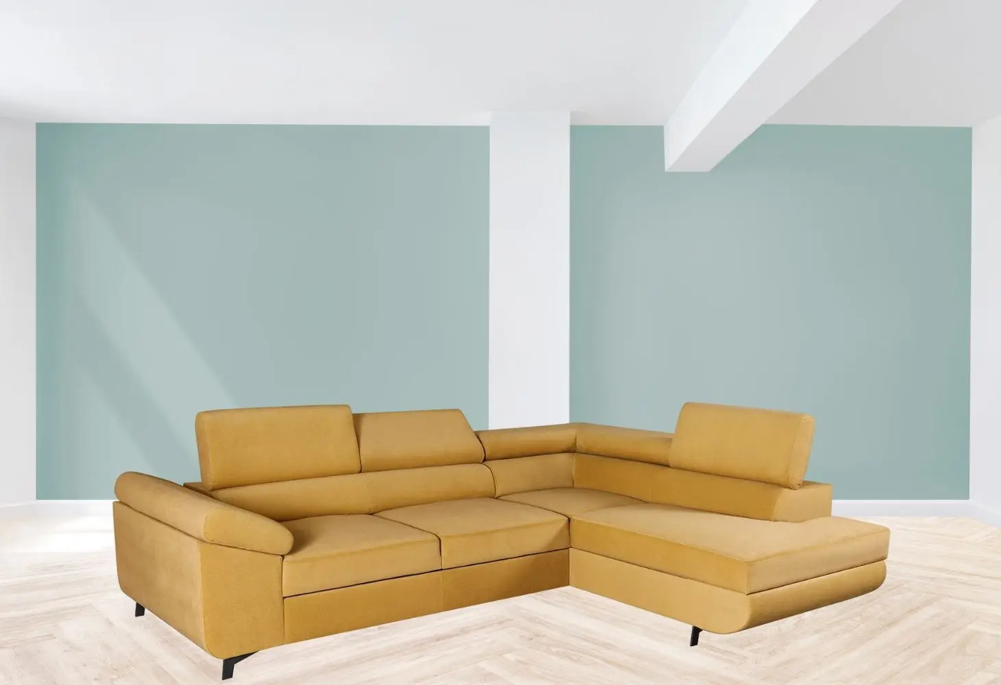 Canapea de colt extensibila Mobhaus Kosmo Roh Right (Mustard)