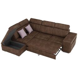 Canapea de colt extensibila Mobhaus Lanza Left (Brown/Light Purple) Thumb