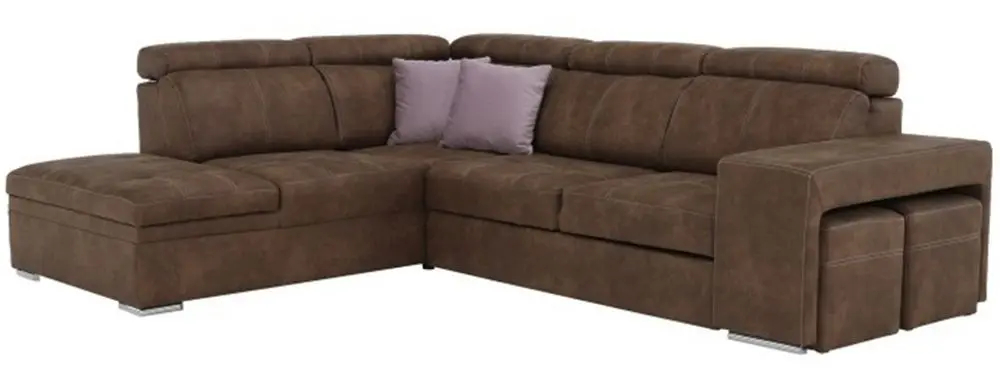 Canapea de colt extensibila Mobhaus Lanza Left (Brown/Light Purple)