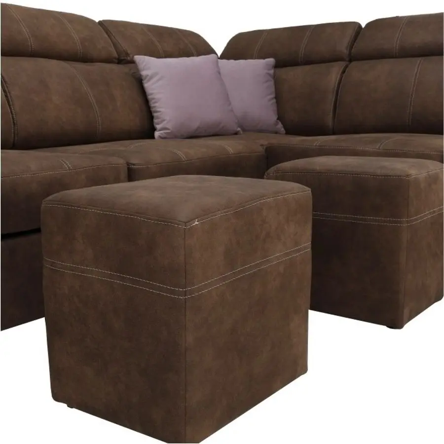 Canapea de colt extensibila Mobhaus Lanza Right (Brown/Light Purple)