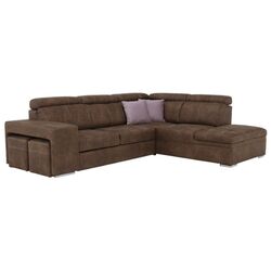 Canapea de colt extensibila Mobhaus Lanza Right (Brown/Light Purple)