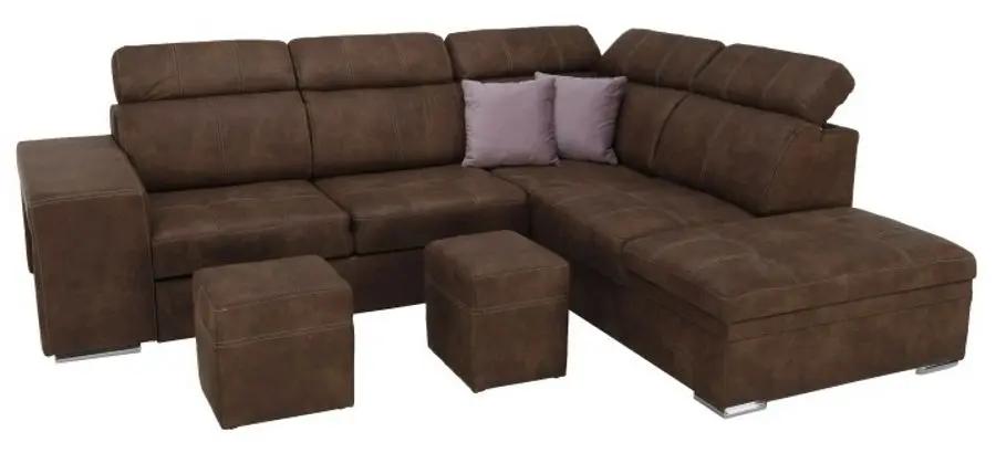 Canapea de colt extensibila Mobhaus Lanza Right (Brown/Light Purple)