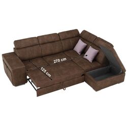 Canapea de colt extensibila Mobhaus Lanza Right (Brown/Light Purple) Thumb