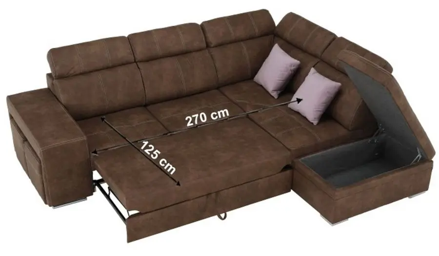 Canapea de colt extensibila Mobhaus Lanza Right (Brown/Light Purple)