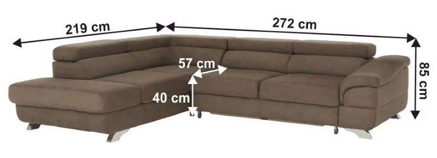 Canapea de colt extensibila Mobhaus Legas Left (Brown) - 3