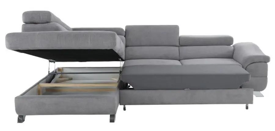 Canapea de colt extensibila Mobhaus Legas Left (Gray) - 6