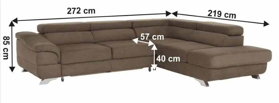 Canapea de colt extensibila Mobhaus Legas Right (Brown) - 3