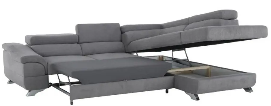 Canapea de colt extensibila Mobhaus Legas Right (Gray) - 4