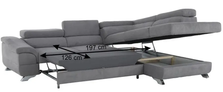 Canapea de colt extensibila Mobhaus Legas Right (Gray) - 2