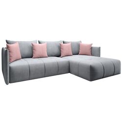 Canapea de colt extensibila Mobhaus Leny (Gray/Pink)