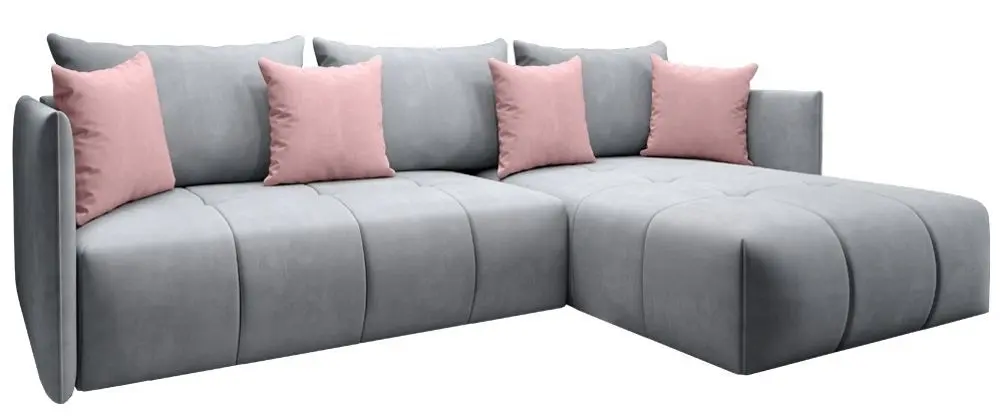 Canapea de colt extensibila Mobhaus Leny (Gray/Pink)