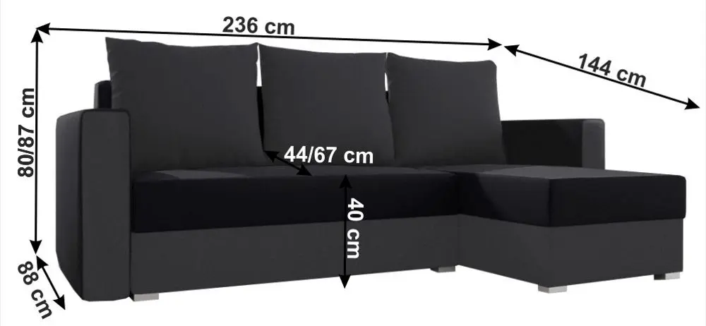 Canapea de colt extensibila Mobhaus Marea (Gray/Black) - 4