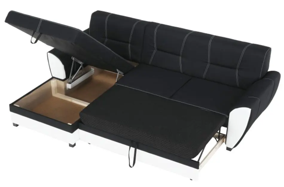 Canapea de colt extensibila Mobhaus Maruti Left (Black/White) - 3