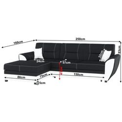 Canapea de colt extensibila Mobhaus Maruti Left (Black/White) Thumb