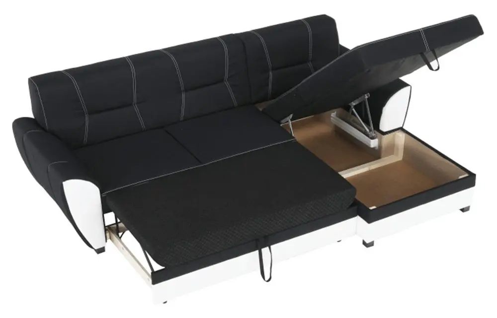 Диван угловой раскладной Mobhaus Maruti Right (Black/White) - 5