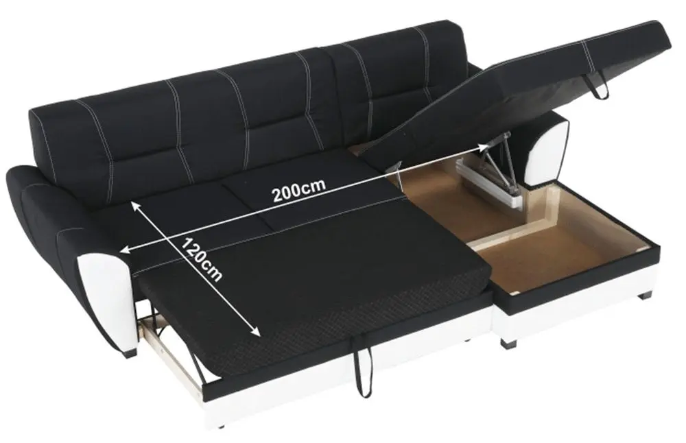Диван угловой раскладной Mobhaus Maruti Right (Black/White) - 6