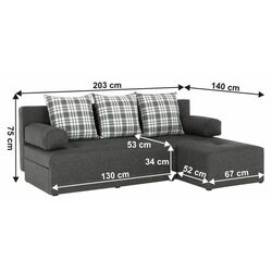 Диван угловой раскладной Mobhaus Mexx Right (Gray/Black) Thumb