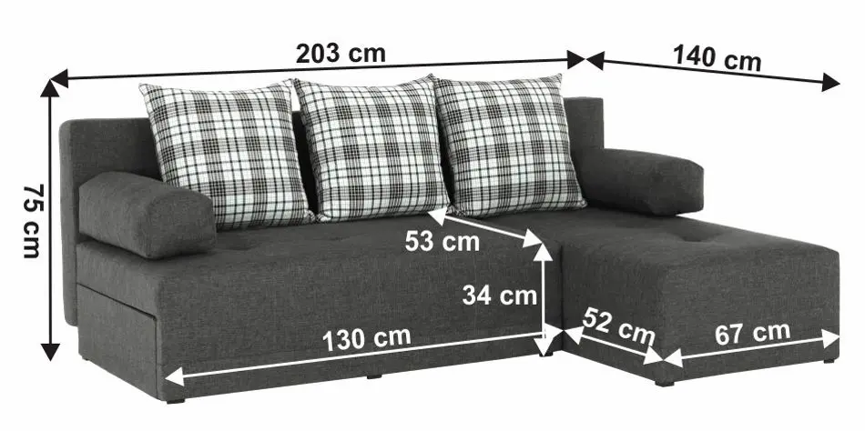 Диван угловой раскладной Mobhaus Mexx Right (Gray/Black)