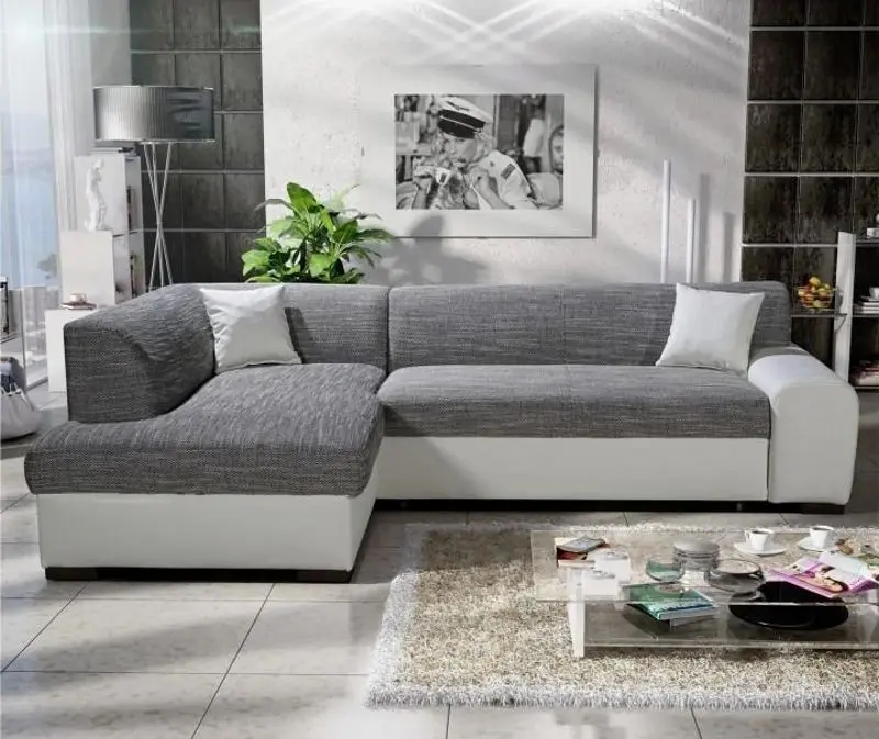 Canapea de colt extensibila Mobhaus Minerva Left (Gray/White) - 5