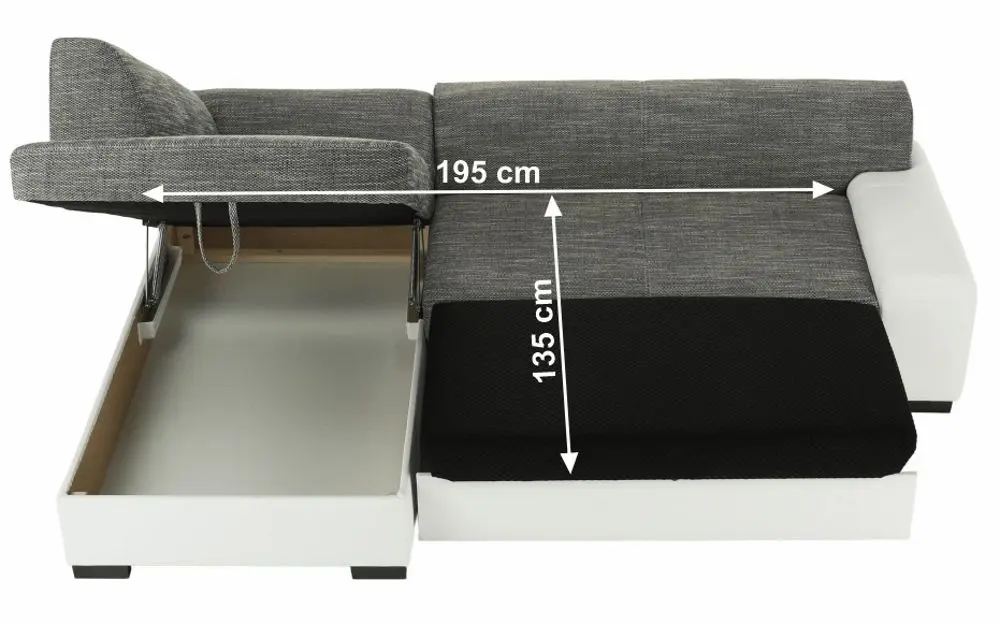 Canapea de colt extensibila Mobhaus Minerva Left (Gray/White) - 4