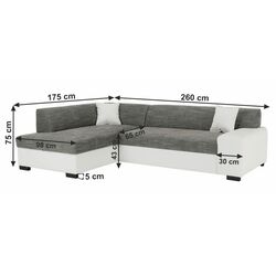 Canapea de colt extensibila Mobhaus Minerva Left (Gray/White) Thumb