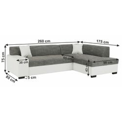 Canapea de colt extensibila Mobhaus Minerva Right (White/Gray) Thumb
