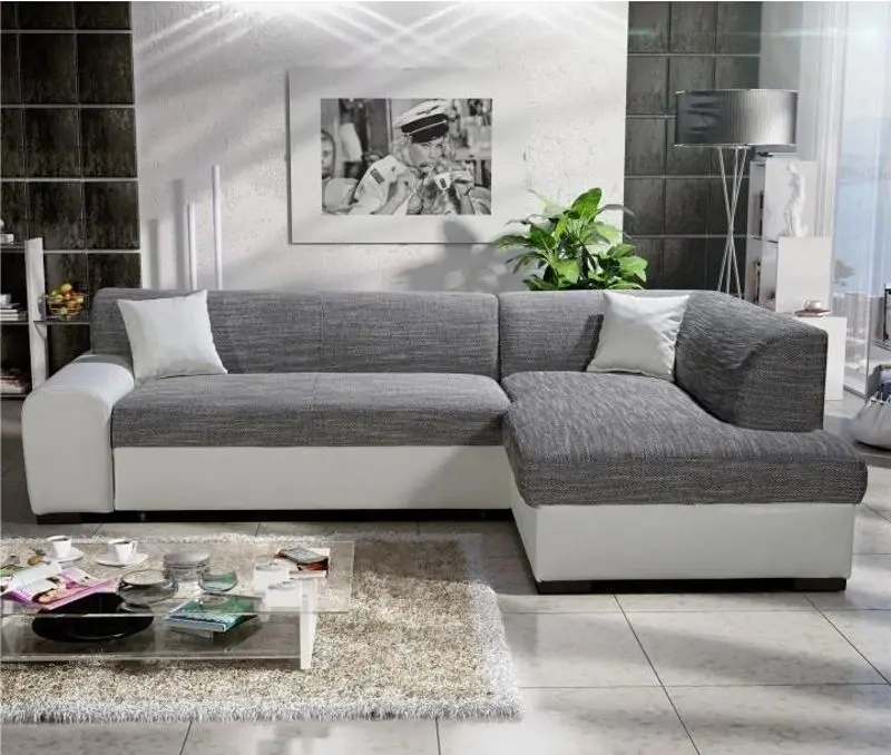 Canapea de colt extensibila Mobhaus Minerva Right (White/Gray) - 9
